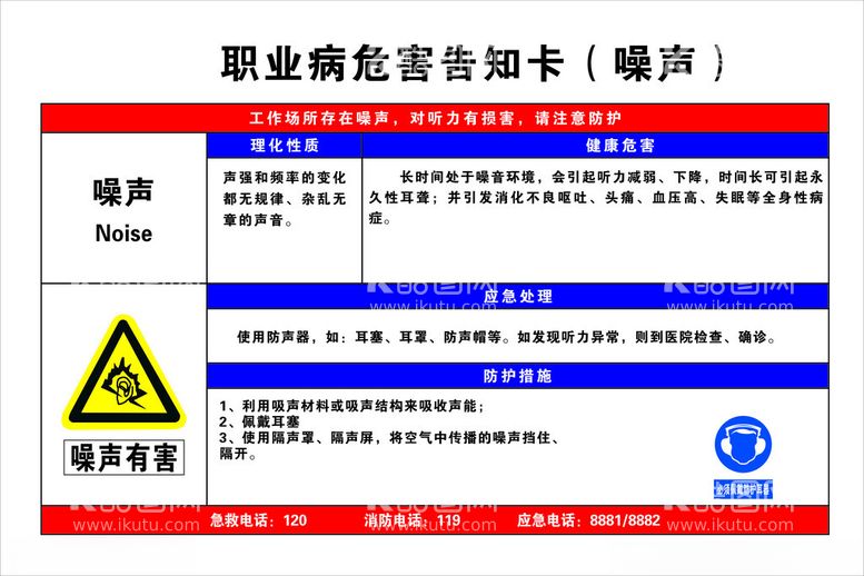 编号：20504302151009331105【酷图网】源文件下载-职业病危害告知卡噪声