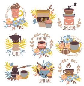 手绘咖啡图案