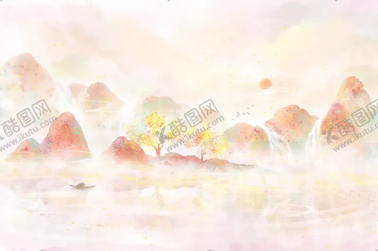 编号：33738204201652578738【酷图网】源文件下载-水彩山水背景