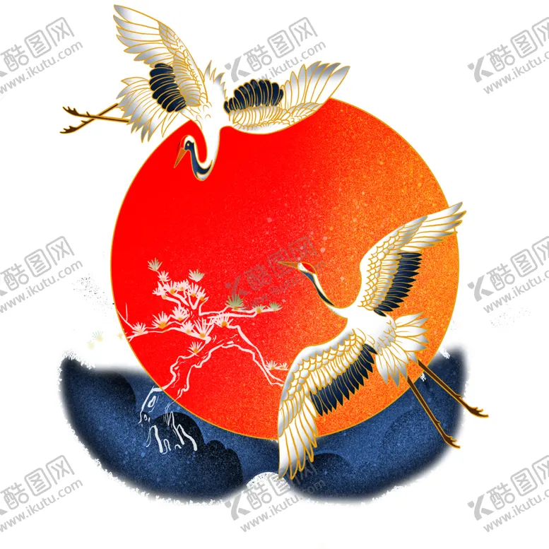 编号：29262304190324292945【酷图网】源文件下载-手绘仙鹤元素