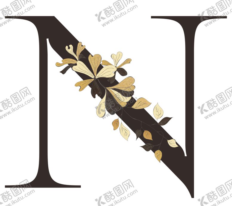 编号：80628610301322418549【酷图网】源文件下载-手绘花叶字母