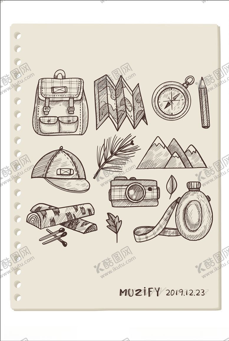 编号：63637010070446068300【酷图网】源文件下载-13款入假日旅行素描稿