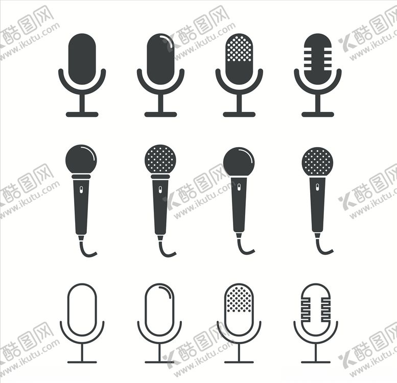 编号：70620310090518157743【酷图网】源文件下载-矢量麦克风图标话筒图标音乐话筒