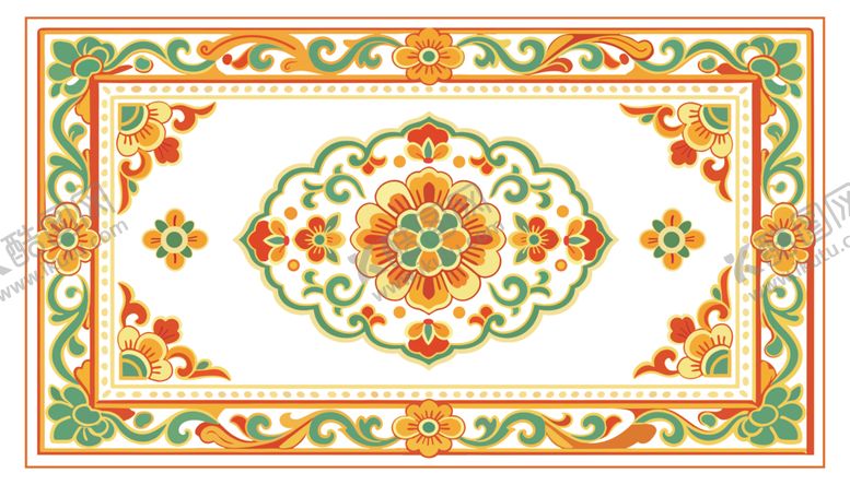 编号：22577704281503015045【酷图网】源文件下载-精美传统花纹装饰地毯