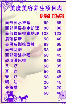 养生价目表
