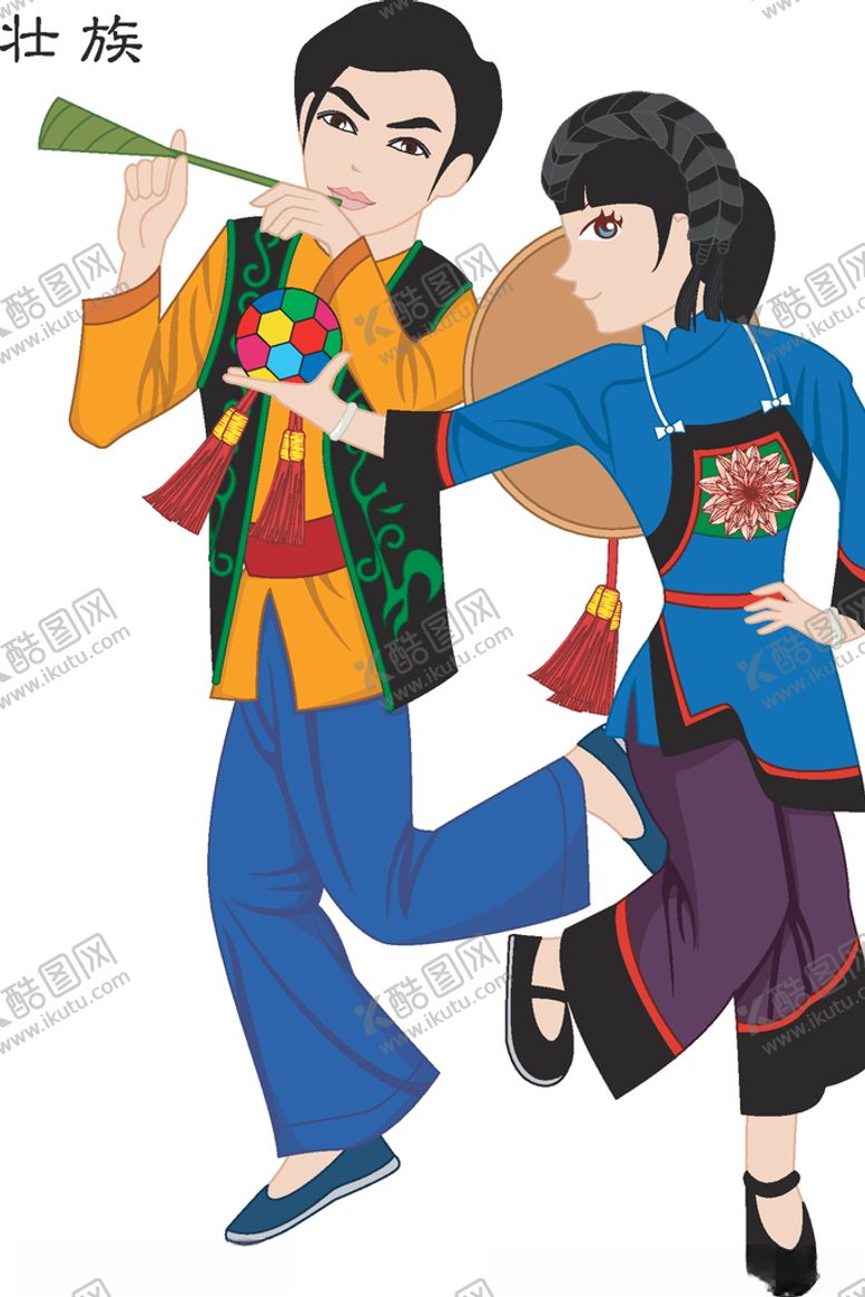 编号：43816707080008542568【酷图网】源文件下载-56个少数民族人物插画
