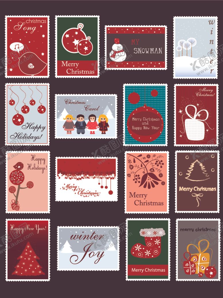 编号：91689104071440287179【酷图网】源文件下载-多样圣诞贺卡设计合集