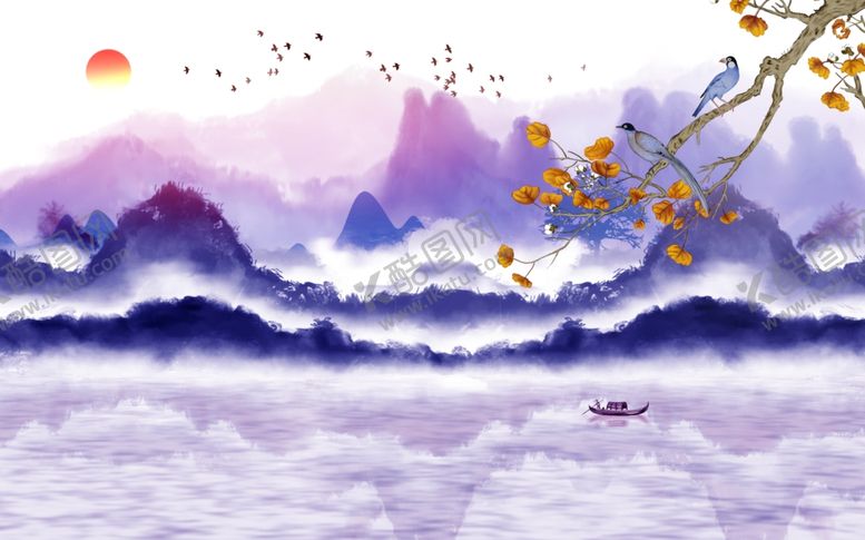 编号：11573601232359381925【酷图网】源文件下载-山水画 
