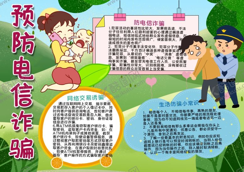 编号：42245209241630196470【酷图网】源文件下载-预防电信炸骗小报