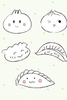 可爱卡通包子饺子矢量素材