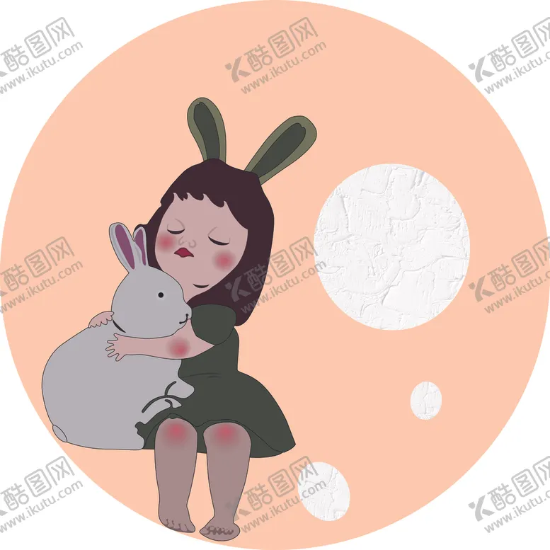 编号：35245602282037147544【酷图网】源文件下载-卡通小女孩小兔子