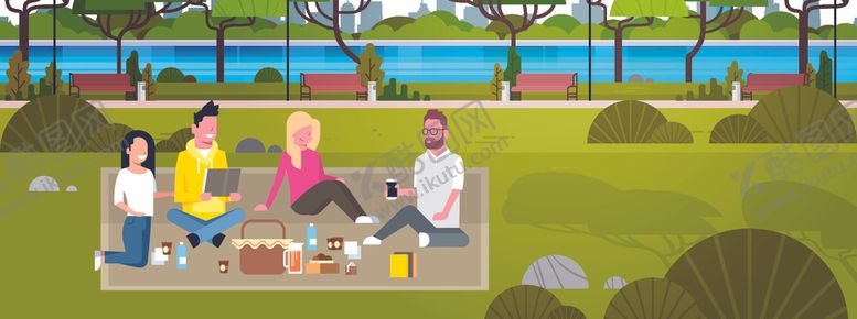 编号：82345009150155077766【酷图网】源文件下载-公园风景矢量插画