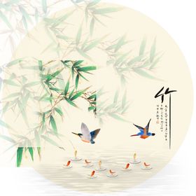中式手绘竹子装饰画