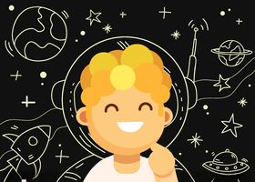 创意笑脸宇航员男子