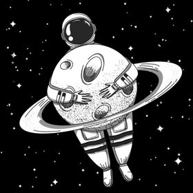 卡通航天宇航员宇宙手绘插画图片