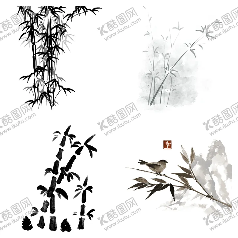 编号：57168309281103122397【酷图网】源文件下载-黑色水墨山水水墨竹子竹叶