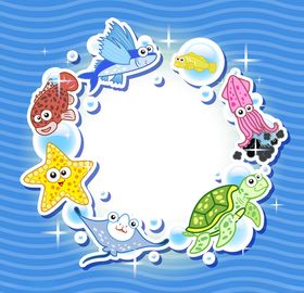 卡通海洋生物