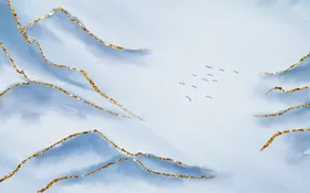 水墨山水海报背景新中式墙画家图片群