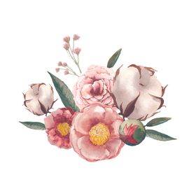 春天花束胶鞋靴子小清新生活水彩绘画浪漫背景