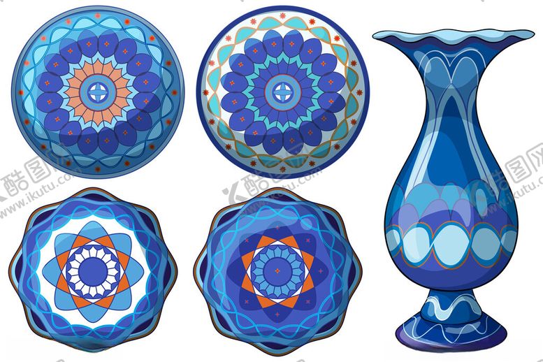 编号：59011711191613229852【酷图网】源文件下载-蓝色花纹陶瓷