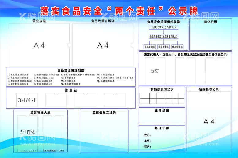 编号：79256312160043545088【酷图网】源文件下载-落实食品安全两个责任公示牌