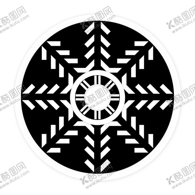 编号：45860609252008374682【酷图网】源文件下载-黑白雪花状树叶图案塑料光盘CD