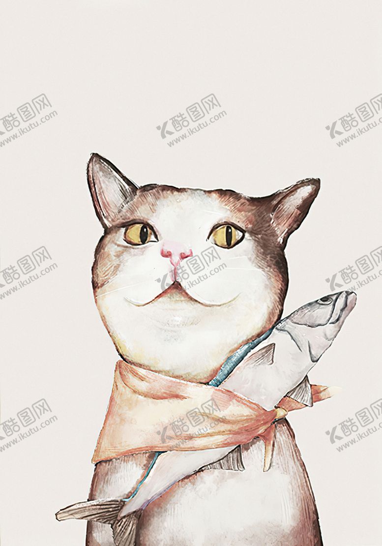 编号：64239809160411419314【酷图网】源文件下载-彩绘猫先生大肥猫手绘