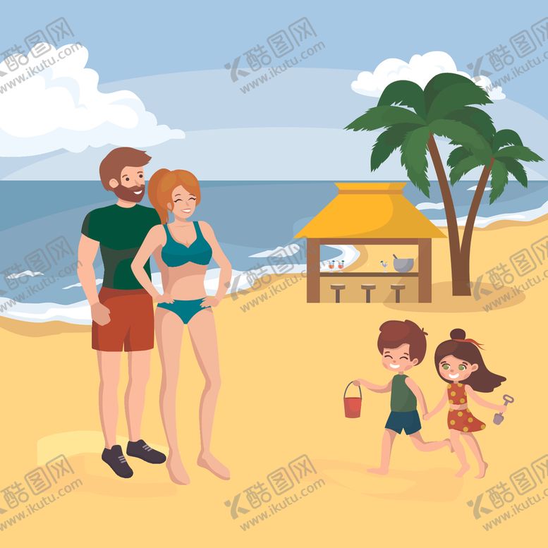 编号：62312511011339012264【酷图网】源文件下载-卡通沙滩