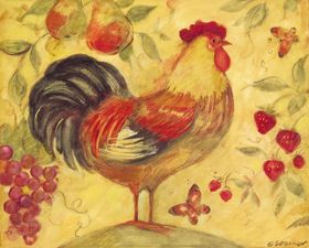 手绘插画公鸡海报招贴油画