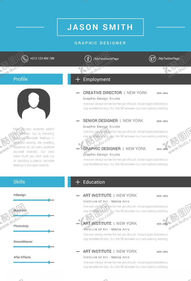 编号：35456910021035196925【酷图网】源文件下载-个人简历模板求职海报