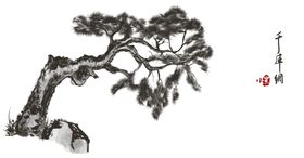 水墨中国风迎客松