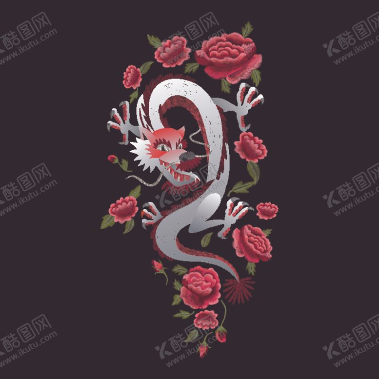 编号：49486310310315133917【酷图网】源文件下载-龙纹绣花