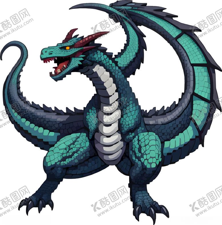 编号：79443202071849517856【酷图网】源文件下载-像素风格龙插画