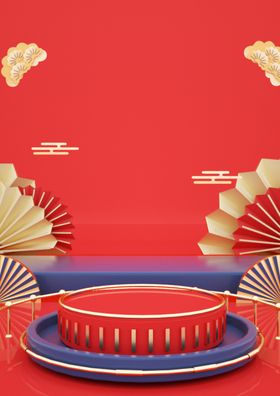 红色背景企业会议舞台喜庆晚会