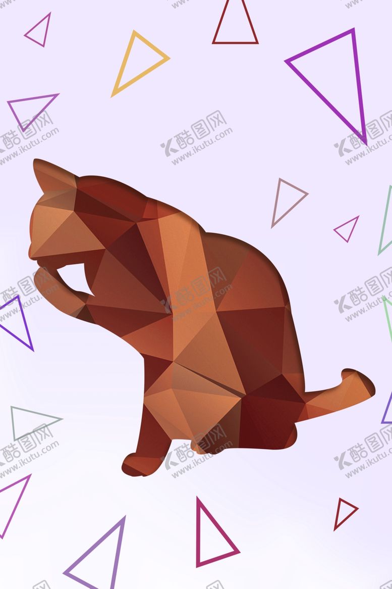 编号：34863210071432581001【酷图网】源文件下载-北欧几何动物猫咪装饰画图片