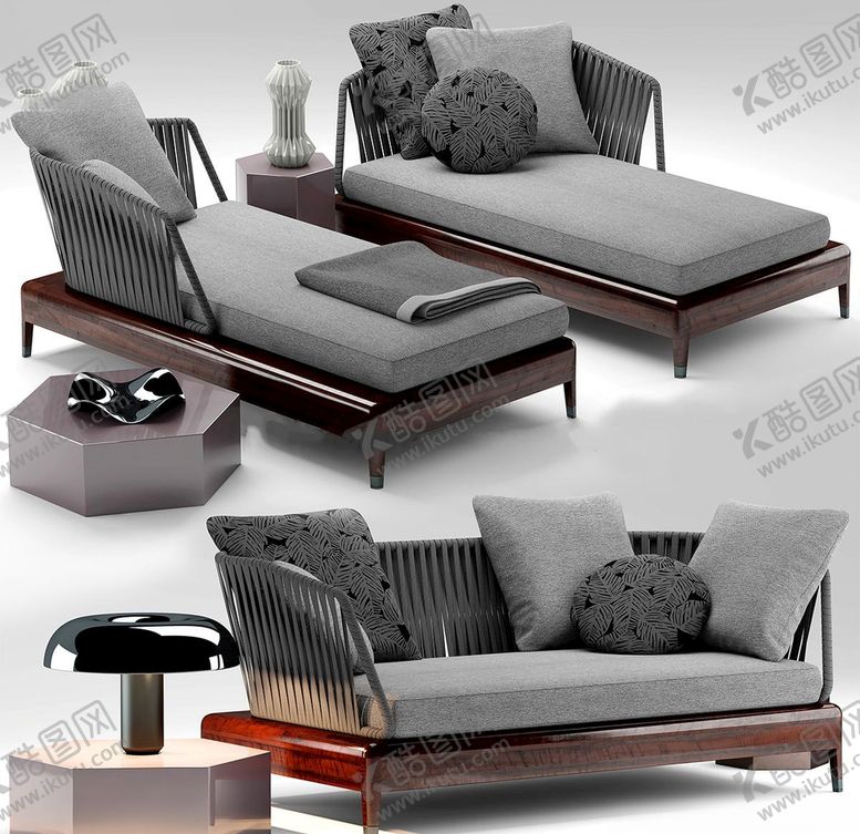 编号：63135409270422036132【酷图网】源文件下载-新中式沙发茶几组合