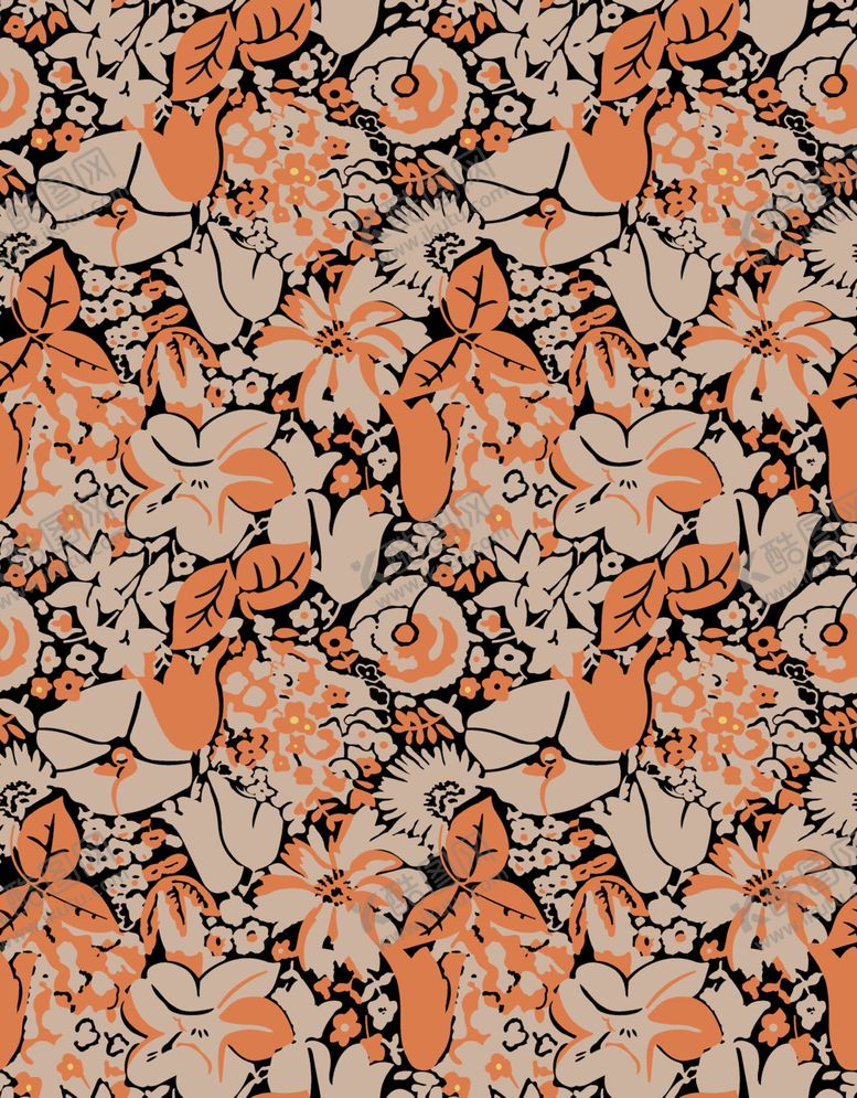 编号：75856004010817389569【酷图网】源文件下载-大牌橙色花卉图案