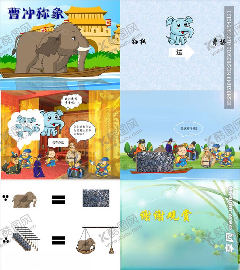 编号：90704003010504383635【酷图网】源文件下载-曹冲称象PPT图片