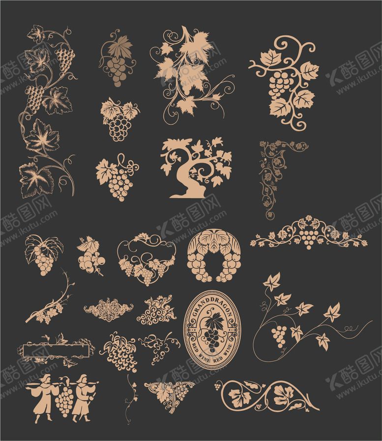 编号：01358209210550436953【酷图网】源文件下载-葡萄葡萄酒矢量版画