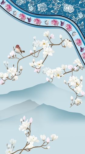 宫廷服装鸟语花香手机壳图案