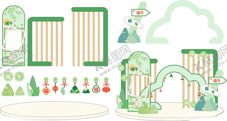 编号：10947606291750296857【酷图网】源文件下载-端午节美陈活动物料设计展台拍照