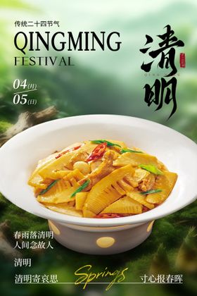 高级风清明节气春季餐饮海报