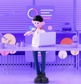 C4D模型卡通人工作公仔上班办公