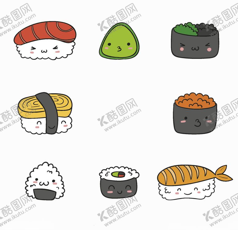 编号：93537010281023133975【酷图网】源文件下载-可爱寿司