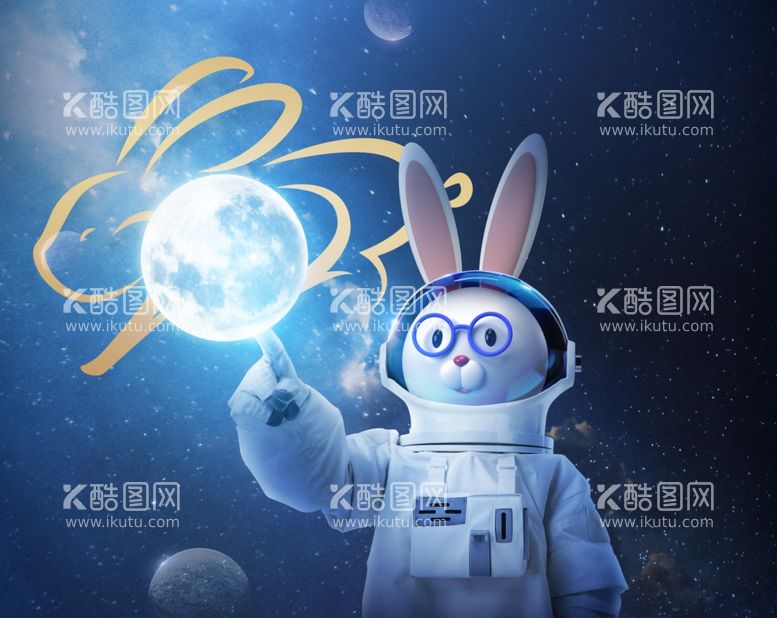 编号：26843311270903469780【酷图网】源文件下载-星际宇航员科幻风兔年海报