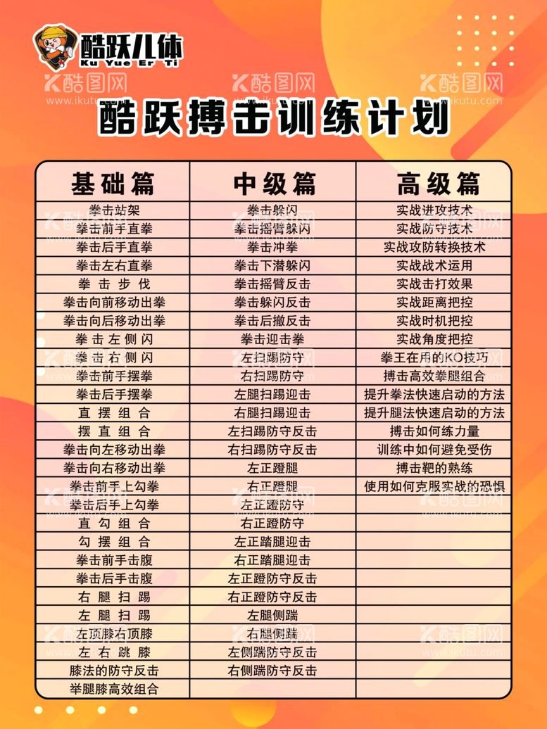 编号：64443612031411322312【酷图网】源文件下载-拳击训练计划