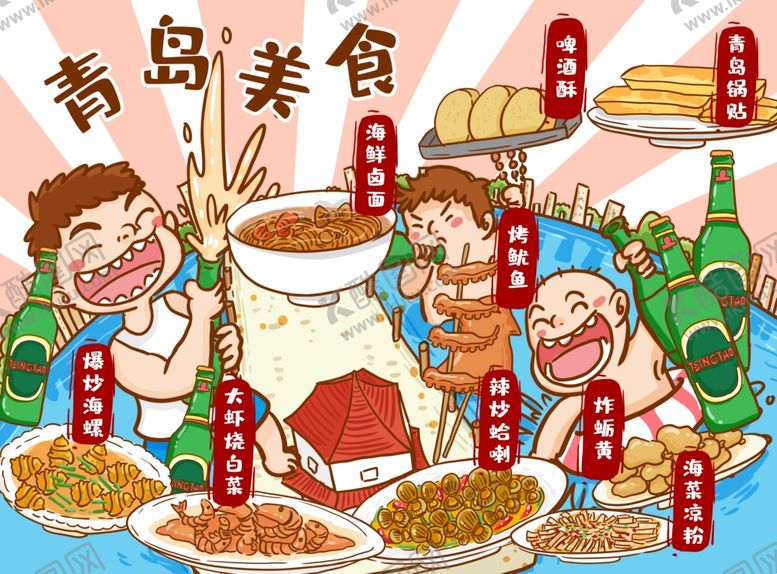 编号：63293004071836487017【酷图网】源文件下载-手绘美食手绘城市