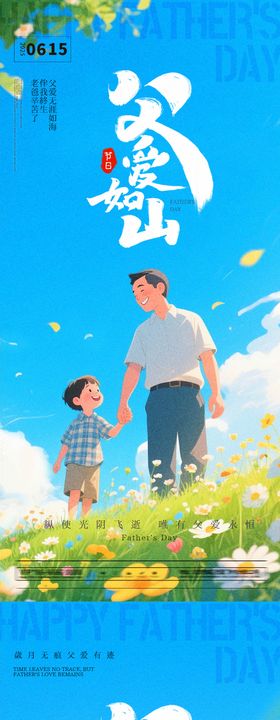 父亲节海报清新子公历日插画