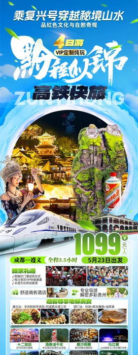 黔程似锦贵州旅游长图海报