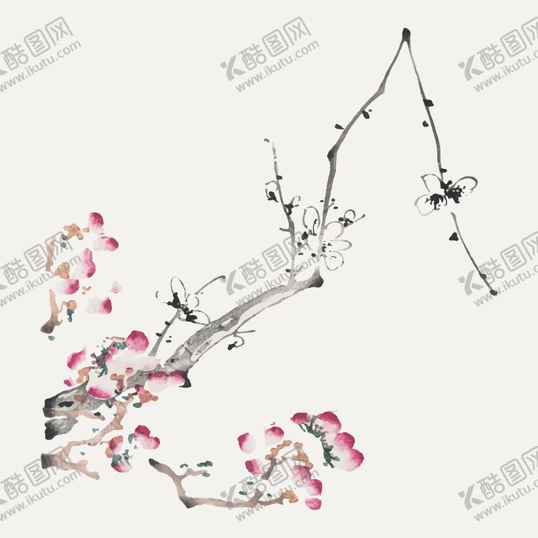 编号：74508909202324588201【酷图网】源文件下载-传统水墨梅花矢量素材